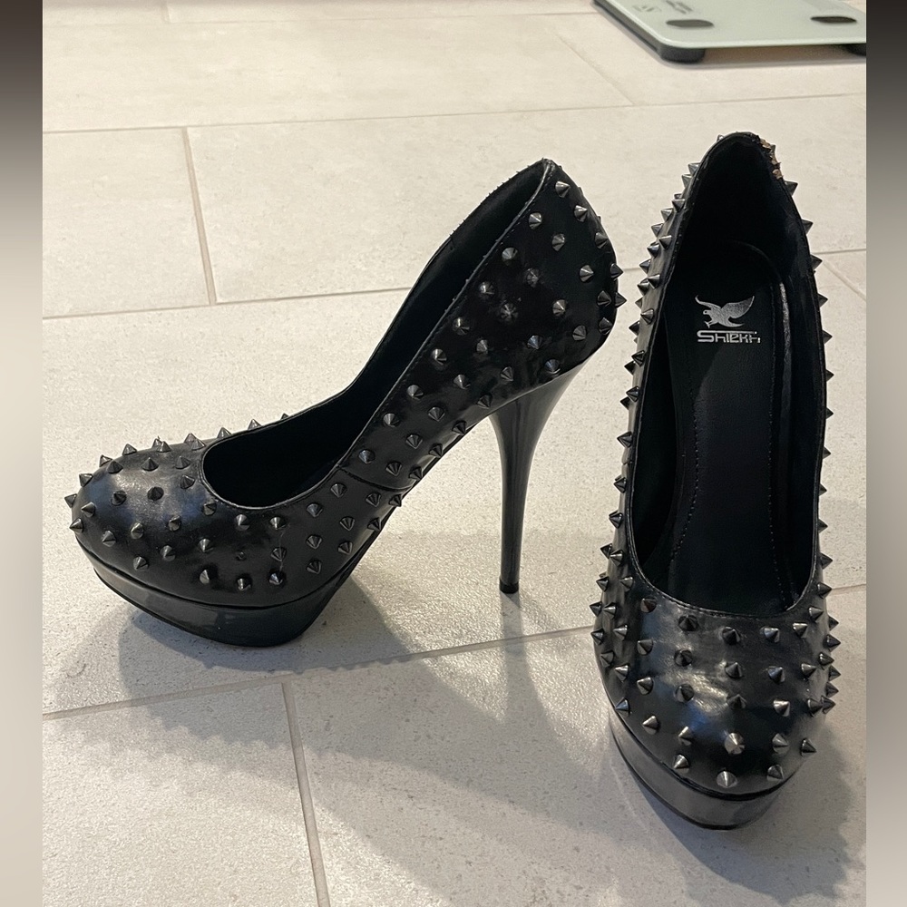 Shiek studded spike black heels